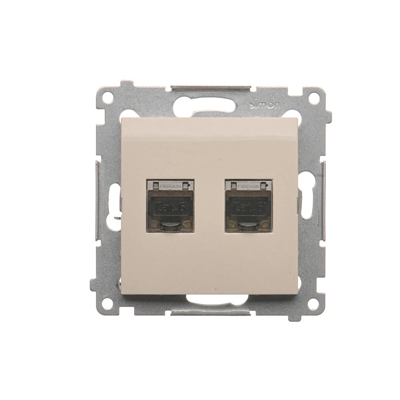 Double computer socket RJ45 category 6 shielded with anti-dust cover (module) cream