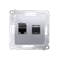Double computer socket RJ45, category 6, shielded with anti-dust cover (module) silver (metallic)