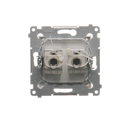 Double computer socket RJ45, category 6, shielded with anti-dust cover (module) silver (metallic)