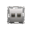 Double computer socket RJ45, category 6, shielded with anti-dust cover (module) silver (metallic)