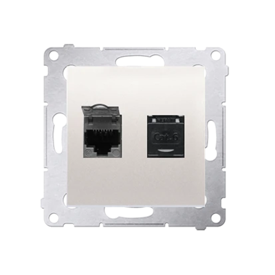 Double computer socket RJ45 category 6 with anti-dust cover (module) cream