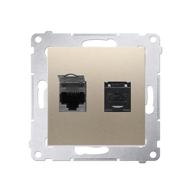 Double computer socket RJ45 category 6 with anti-dust cover (module) gold (metallic)