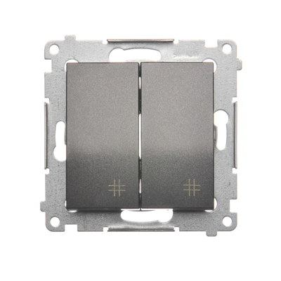 Double cross switch 2 keys (module) 230, metallic anthracite