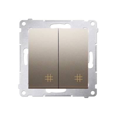 Double cross switch 2 keys (module) 230V, gold metallic