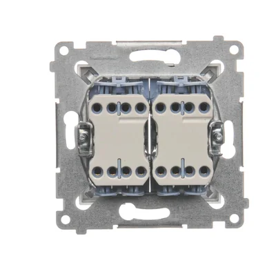 Double cross switch 2 keys (module) 230V, silver metallic