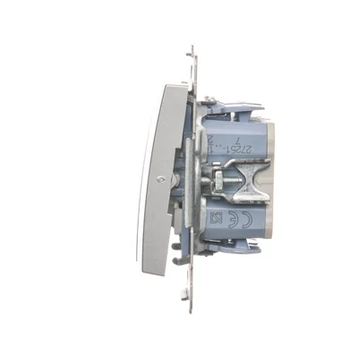 Double cross switch 2 keys (module) 230V, silver metallic