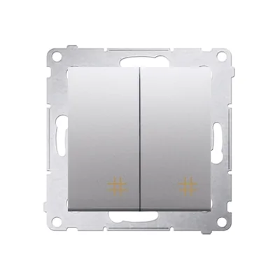 Double cross switch 2 keys (module) 230V, silver metallic