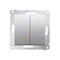 Double cross switch 2 keys (module) 230V, silver metallic