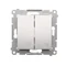Double cross switch 2 keys (module) 230V, silver metallic