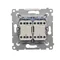Double cross switch 2 keys (module) 230V, silver metallic