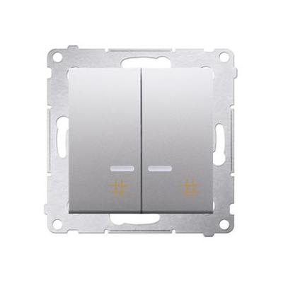 Double cross switch with backlight (module) 250 V, metallic silver