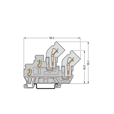 Double deck 1-wire/1-pin L/L base terminal block gray X-COM 50pcs.