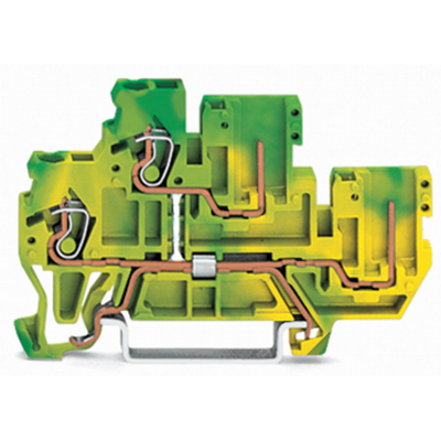 Double deck 2-wire/2-pin yellow-green base terminal block X-COM