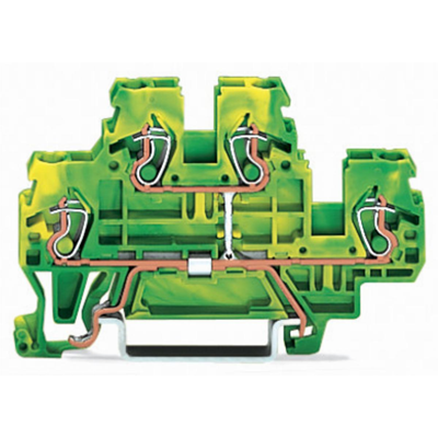 Double-deck PE terminal block 4-wire 2, 5mm² yellow-green