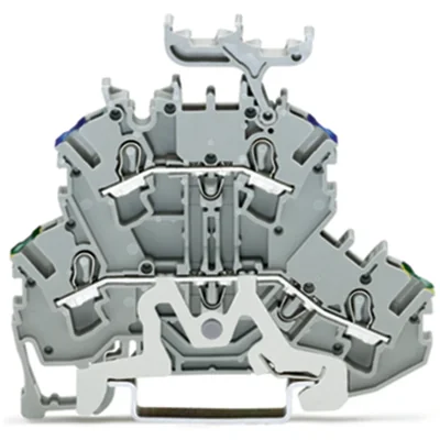 Double deck PE/pass-through connector, gray 2002-2247