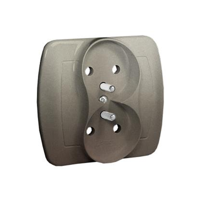 Double earthed plug socket 16A 230V satin (metallic)