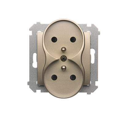 Double earthed plug socket for nature frames 230V, gold metallic