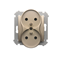 Double earthed plug socket for nature frames 230V, gold metallic