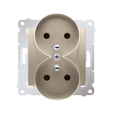 Double earthed plug socket for nature frames 230V, gold metallic