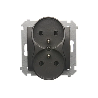 Double earthed plug socket for nature frames 230V, metallic anthracite
