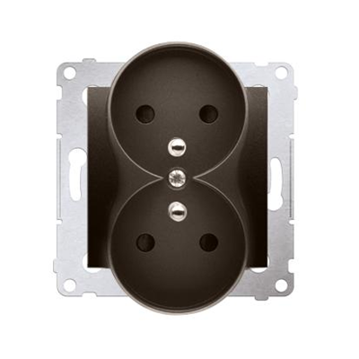 Double earthed plug socket for nature frames 230V, metallic brown matt