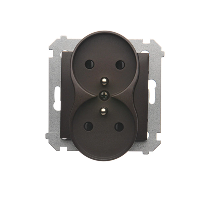 Double earthed plug socket for nature frames 230V, metallic brown matt