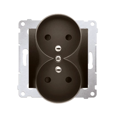 Double earthed plug socket for nature frames 230V, metallic brown matt