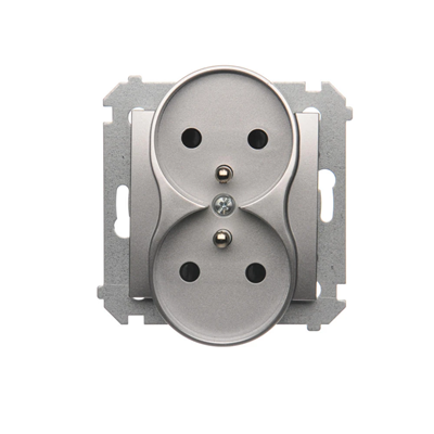 Double earthed plug socket for nature frames 230V, metallic silver