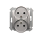 Double earthed plug socket for nature frames 230V, metallic silver