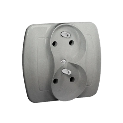 Double earthed plug socket with phase invariance function 16A 230V silver (metallic)
