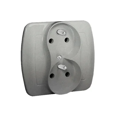 Double earthed plug socket with phase invariance function 16A 230V silver (metallic)