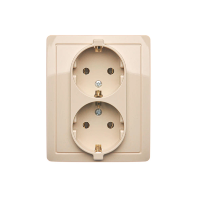 Double earthed Schuko socket outlet beige