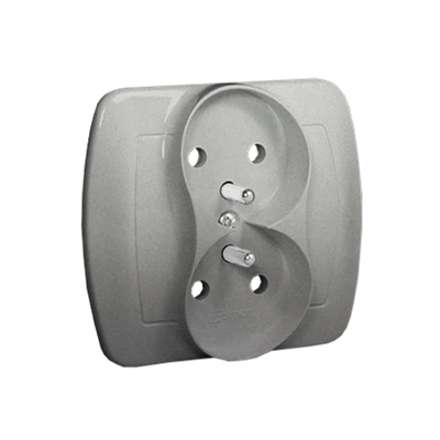 Double earthed socket 16A 230V silver (metallic)