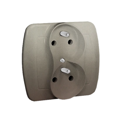 Double earthed socket outlet, phase invariant, 16A, 230V, screw terminals, satin (metallic)