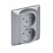 Double electric socket badge in metallic color