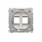 Double flat cover for data communication sockets on Keystone. Mounting with clips or screws, satin (metallic)
