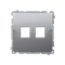 Double flat cover for data communication sockets on Keystone. Mounting with feet or screws, inox (metallic)