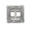 Double flat cover for data communication sockets on Keystone. Mounting with feet or screws, inox (metallic)