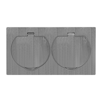 Double flush-mounted socket French type IP55 stainless steel