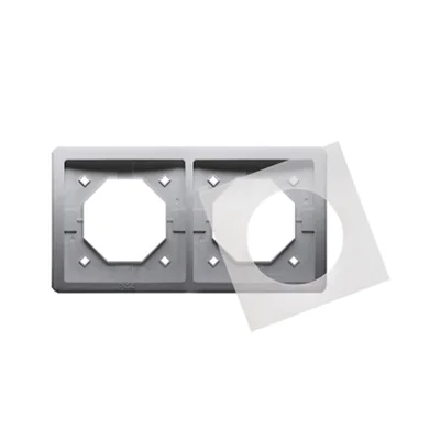Double frame for splash-proof version IP44 with a set of gaskets, inox (metallic)