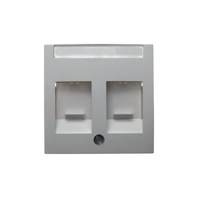 Double front plate with sliders protecting against dust with a description field - Alu mat