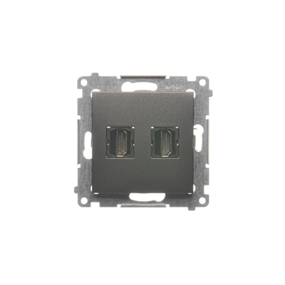 Double HDMI socket (module) anthracite metallic