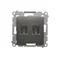 Double HDMI socket (module) anthracite metallic