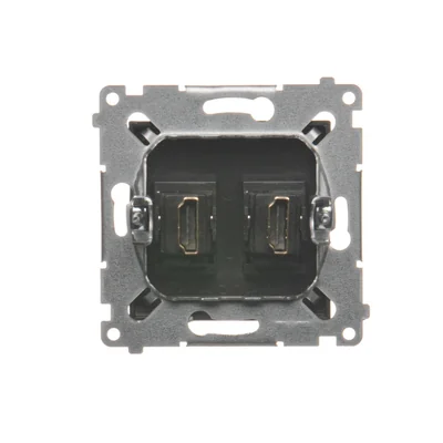 Double HDMI socket (module) anthracite metallic