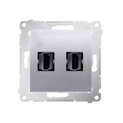 Double HDMI socket (module) silver metallic