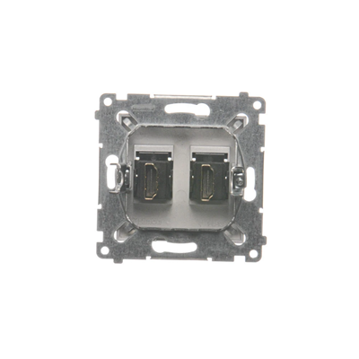 Double HDMI socket (module) silver metallic