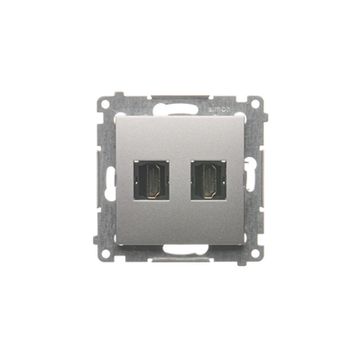 Double HDMI socket (module) silver metallic