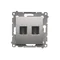 Double HDMI socket (module) silver metallic