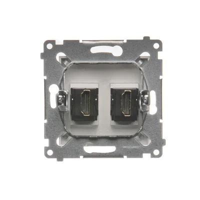 Double HDMI socket (module) silver metallic