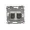 Double HDMI socket (module) silver metallic